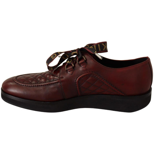Dolce & Gabbana Elegant Bordeaux Derby Leather Shoes Dress Shoes red-leather-lace-up-dress-formal-shoes