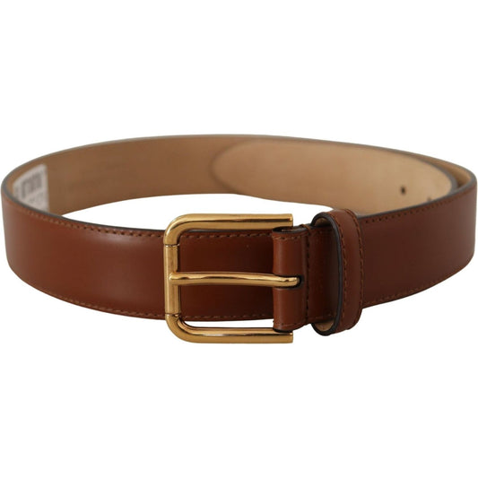Dolce & Gabbana Elegant Leather Belt with Engraved Buckle brown-leather-polished-gold-metal-waist-buckle-belt IMG_8949-scaled-0ad1af07-a5e.jpg