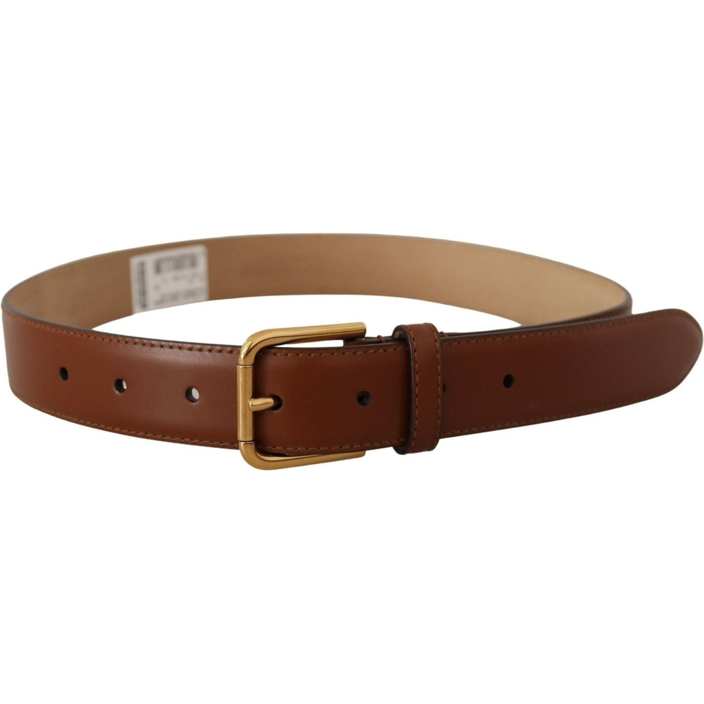 Dolce & Gabbana Elegant Leather Belt with Engraved Buckle brown-leather-polished-gold-metal-waist-buckle-belt IMG_8951-scaled-6d020c2f-b02.jpg