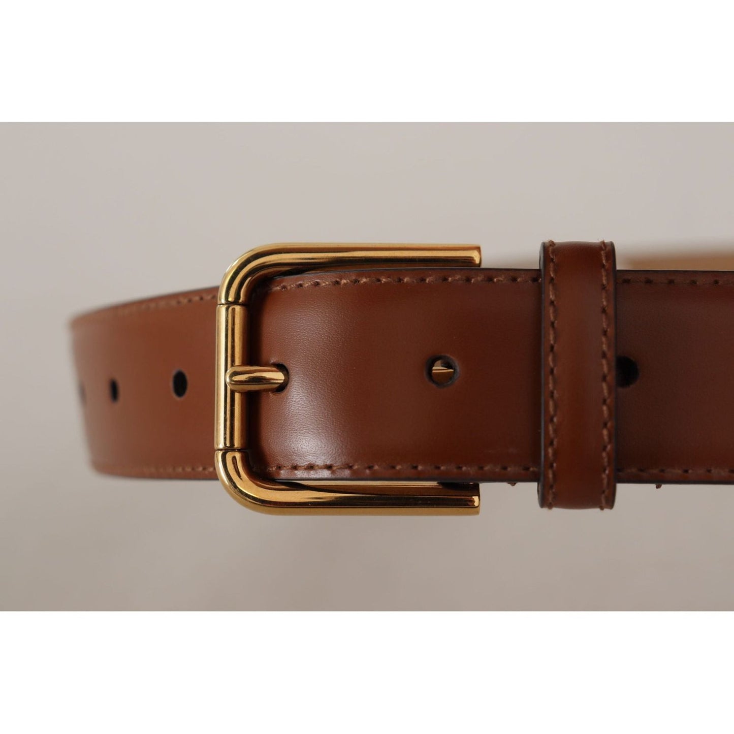Dolce & Gabbana Elegant Leather Belt with Engraved Buckle brown-leather-polished-gold-metal-waist-buckle-belt IMG_8952-scaled-47393696-c55.jpg