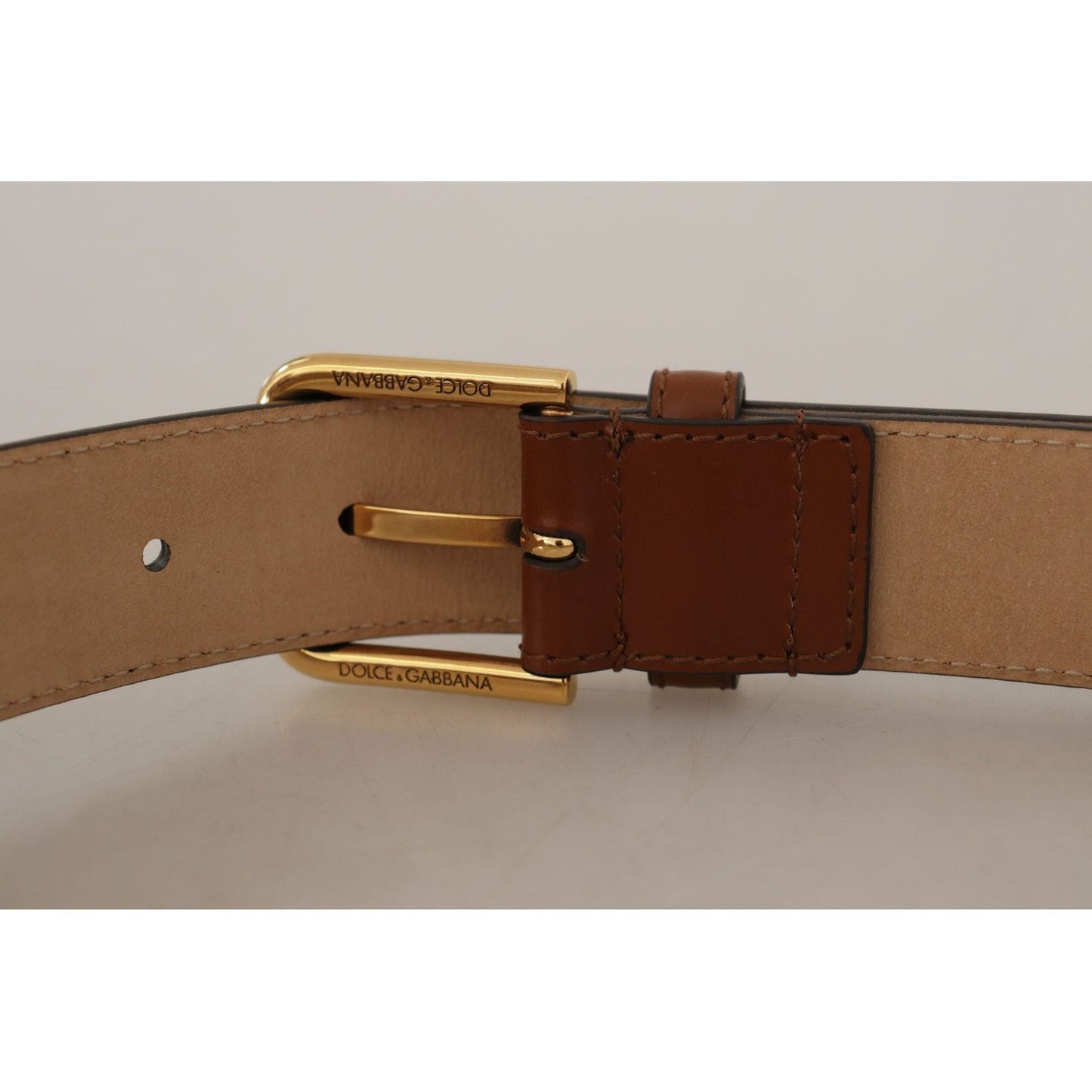 Dolce & Gabbana Elegant Leather Belt with Engraved Buckle brown-leather-polished-gold-metal-waist-buckle-belt IMG_8953-scaled-e6784331-320.jpg