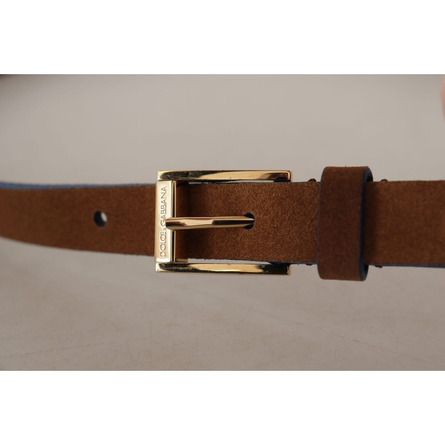 Dolce & Gabbana Elegant Suede Leather Belt with Logo Engraved Buckle dark-brown-blue-leather-gold-metal-buckle-belt IMG_8960-scaled-82ec02c1-d5f.jpg