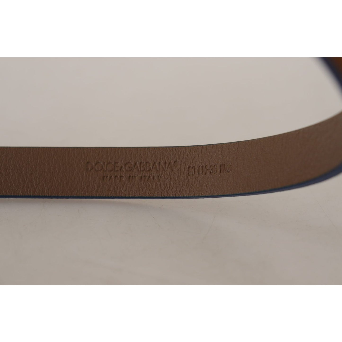 Dolce & Gabbana Elegant Suede Leather Belt with Logo Engraved Buckle dark-brown-blue-leather-gold-metal-buckle-belt
