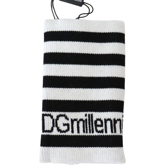 Dolce & Gabbana Elegant Black & White Wool Blend Wrist Wrap black-white-wool-dgmillennials-wristband-wrap