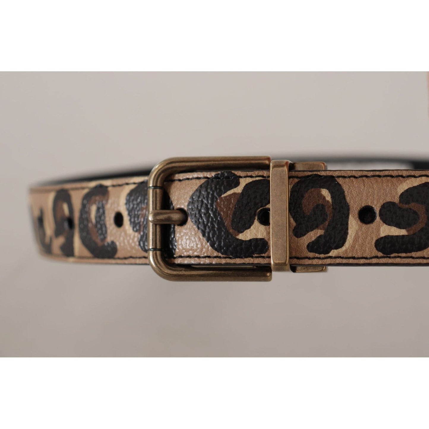 Dolce & Gabbana Chic Engraved Logo Leather Belt brown-leather-leopard-print-bronze-metal-buckle-belt