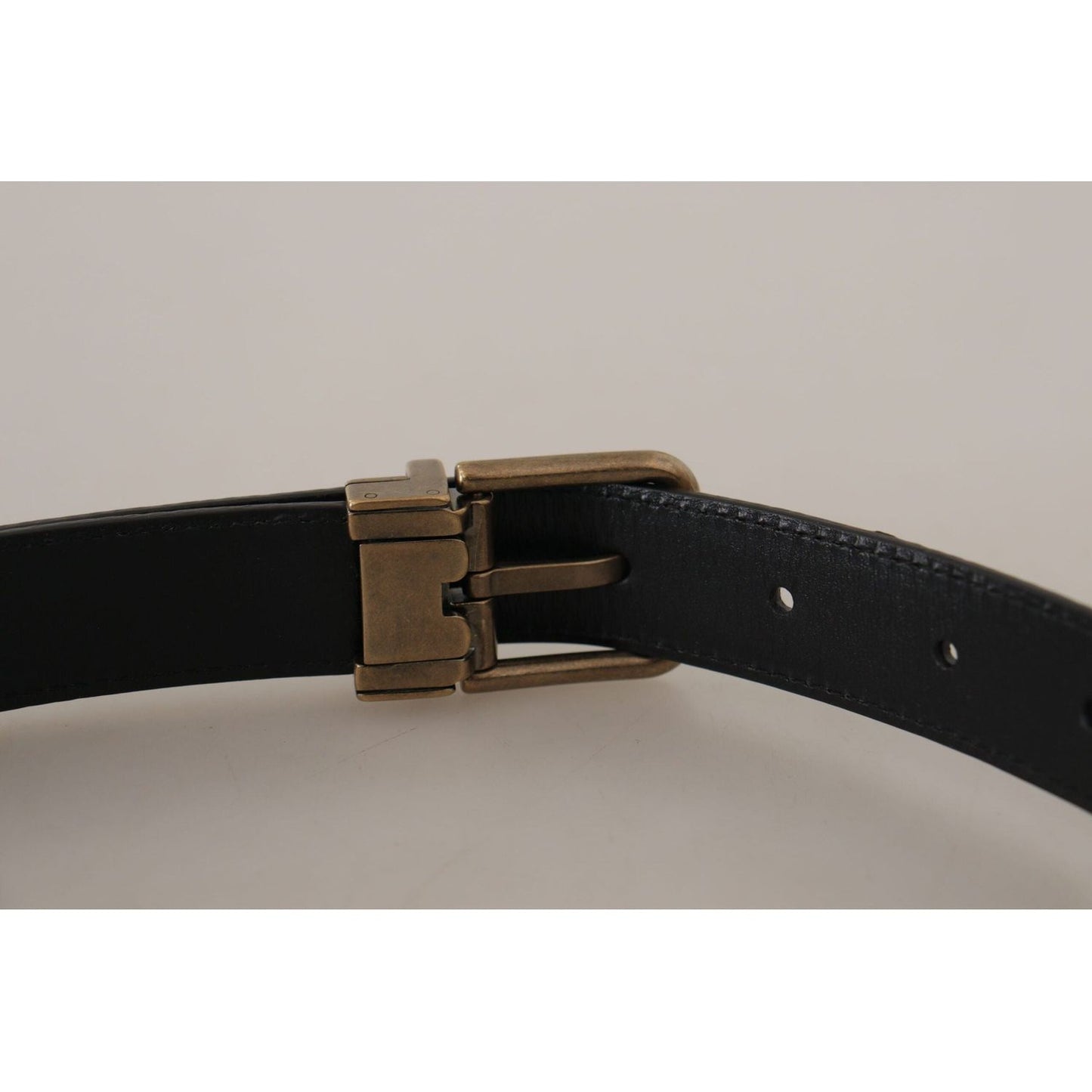 Dolce & Gabbana Chic Engraved Logo Leather Belt brown-leather-leopard-print-bronze-metal-buckle-belt