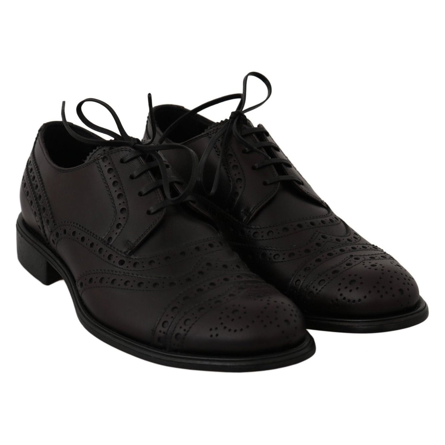 Dolce & Gabbana Elegant Bordeaux Wingtip Derby Dress Shoes Dress Shoes black-leather-wingtip-oxford-dress-shoes-1