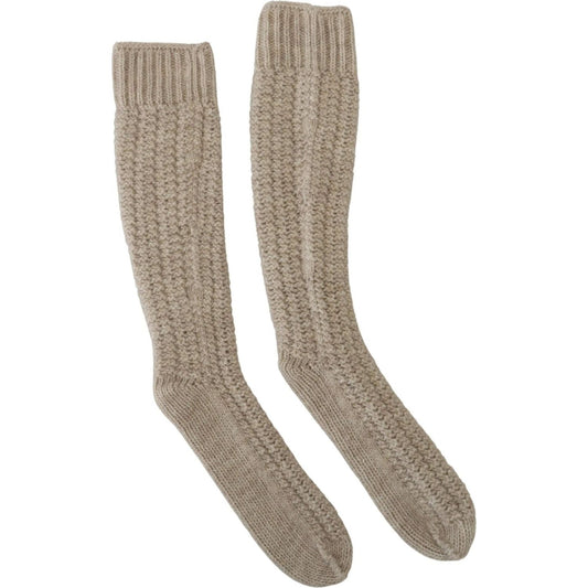 Dolce & Gabbana Chic Beige Wool Blend Over-the-Calf Socks beige-wool-knit-calf-long-women-socks