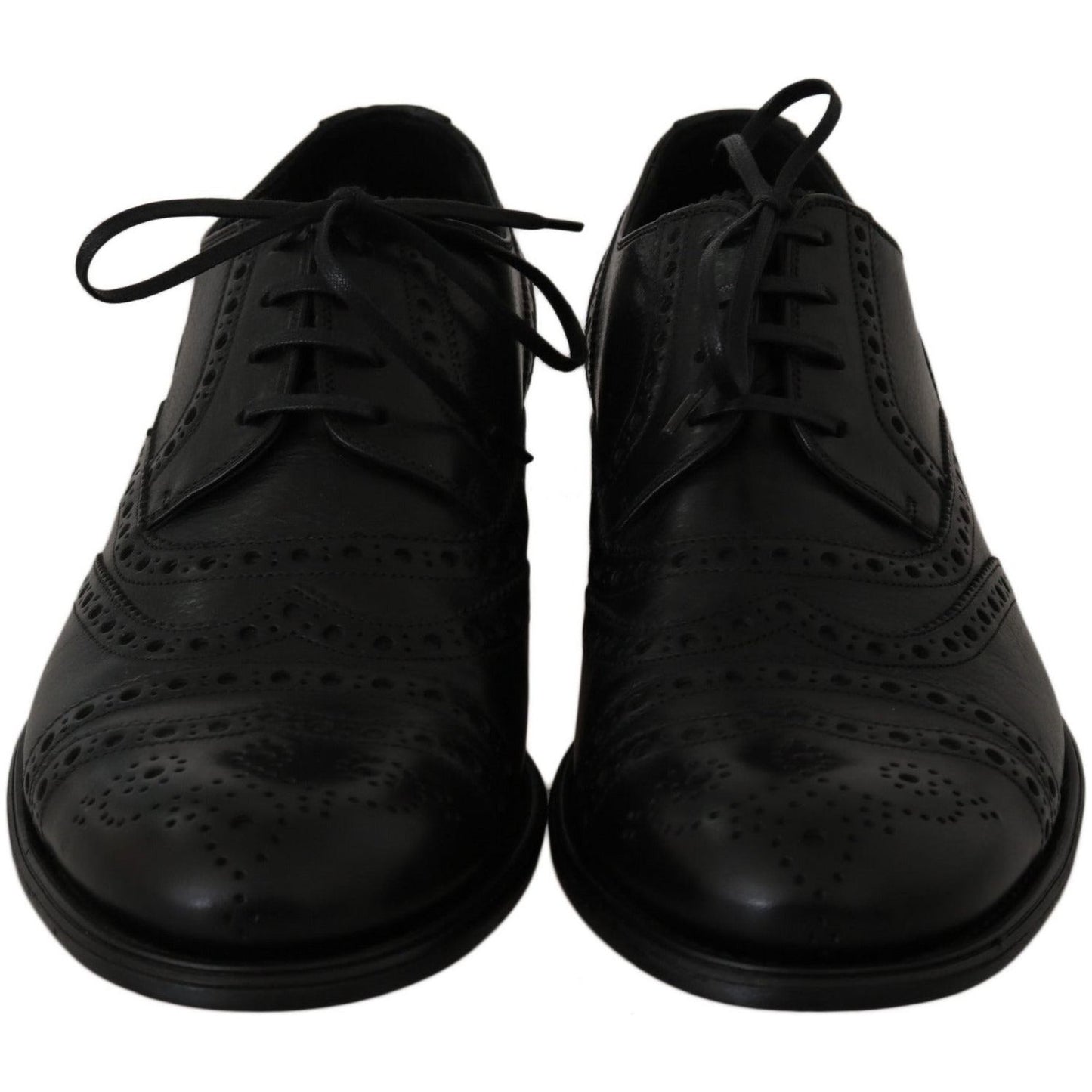 Dolce & Gabbana Elegant Black Leather Derby Wingtip Dress Shoes Dress Shoes black-leather-wingtip-oxford-dress-shoes