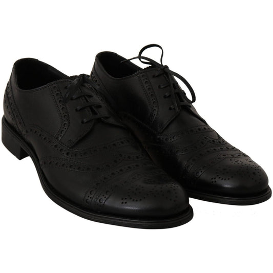 Dolce & GabbanaElegant Black Leather Derby Wingtip Dress ShoesMcRichard Designer Brands£349.00