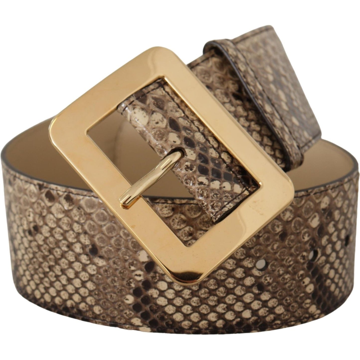 Dolce & Gabbana Elegant Leather Belt with Engraved Buckle brown-exotic-wide-waist-leather-gold-metal-buckle-belt