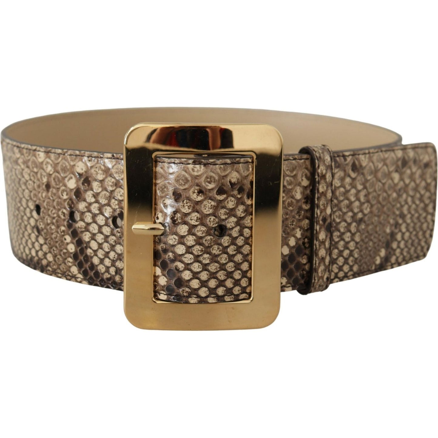 Dolce & Gabbana Elegant Leather Belt with Engraved Buckle brown-exotic-wide-waist-leather-gold-metal-buckle-belt