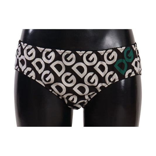 Dolce & Gabbana Chic Black & White DG Logo Print Bottoms WOMAN SWIMWEAR multicolor-dg-logo-print-slip-bottom-underwear-1