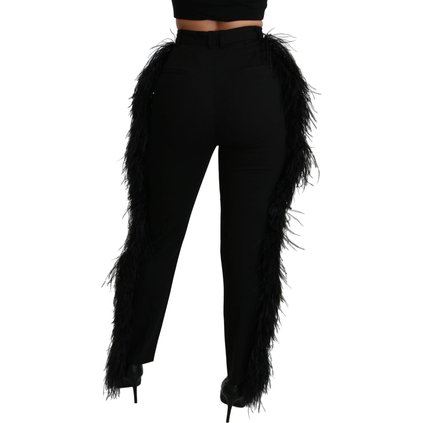 Dolce & Gabbana Elegant High Waist Wool Blend Pants Pants black-feather-straight-high-waist-wool-pants
