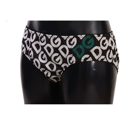 Dolce & Gabbana Chic Black & White DG Logo Print Bottoms WOMAN SWIMWEAR multicolor-dg-logo-print-slip-bottom-underwear-1