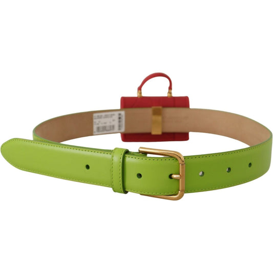 Dolce & Gabbana Elegant Leather Belt with Mini Bag Accessory green-leather-devotion-heart-micro-bag-headphones-belt