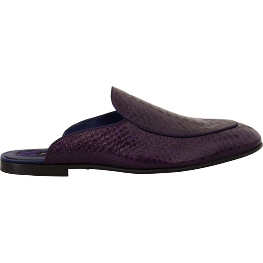 Dolce & Gabbana | Purple Exotic Leather Flats Slides Shoes | McRichard Designer Brands