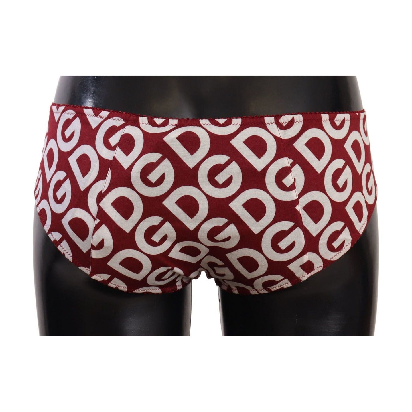Dolce & Gabbana Chic Maroon White Logo Swim Bottoms WOMAN SWIMWEAR multicolor-dg-logo-print-slip-bottom-underwear