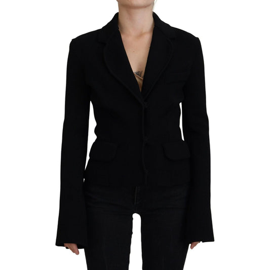 Dolce & Gabbana Elegant Black Long Sleeve Jacket black-button-cardigan-blazer-viscose-jacket