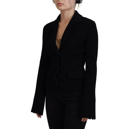 Dolce & Gabbana Elegant Black Long Sleeve Jacket black-button-cardigan-blazer-viscose-jacket