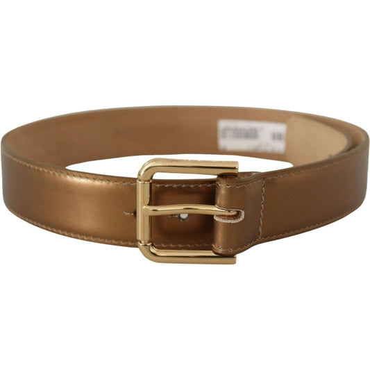 Dolce & Gabbana Bronze Leather Belt with Gold-Toned Buckle bronze-leather-gold-logo-engraved-waist-buckle-belt IMG_9082-scaled-dcbfbb1c-518.jpg