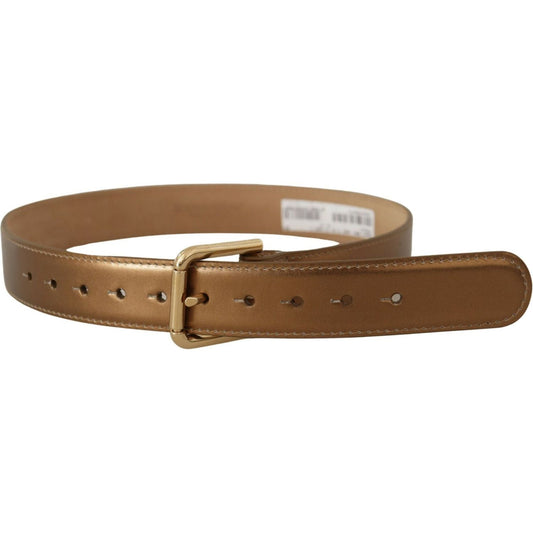 Dolce & Gabbana Bronze Leather Belt with Gold-Toned Buckle bronze-leather-gold-logo-engraved-waist-buckle-belt IMG_9083-scaled-08ad31c2-785.jpg