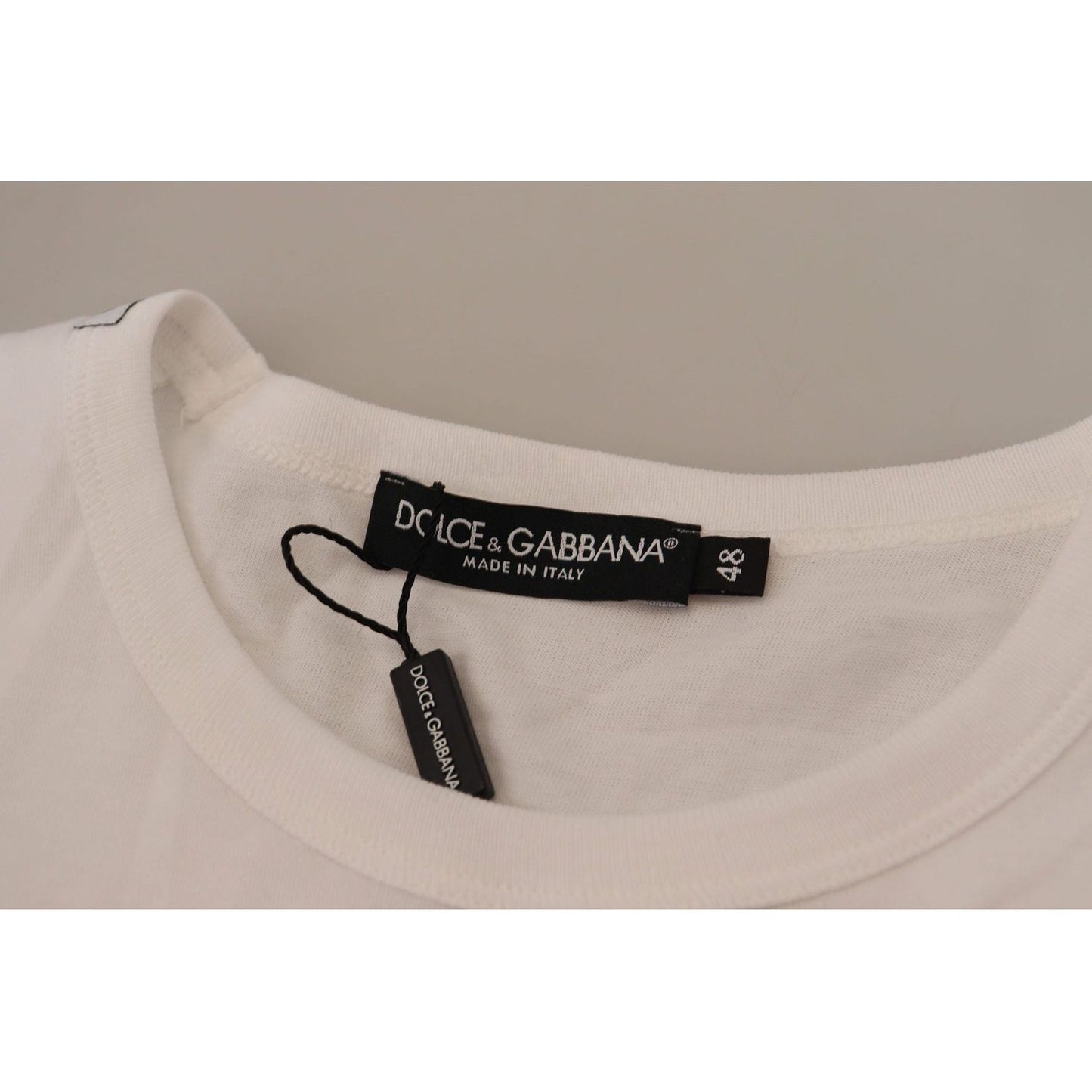 Dolce & Gabbana Elegant White Cotton Tee with DG Chest Pocket white-flap-pocket-short-sleeves-t-shirt