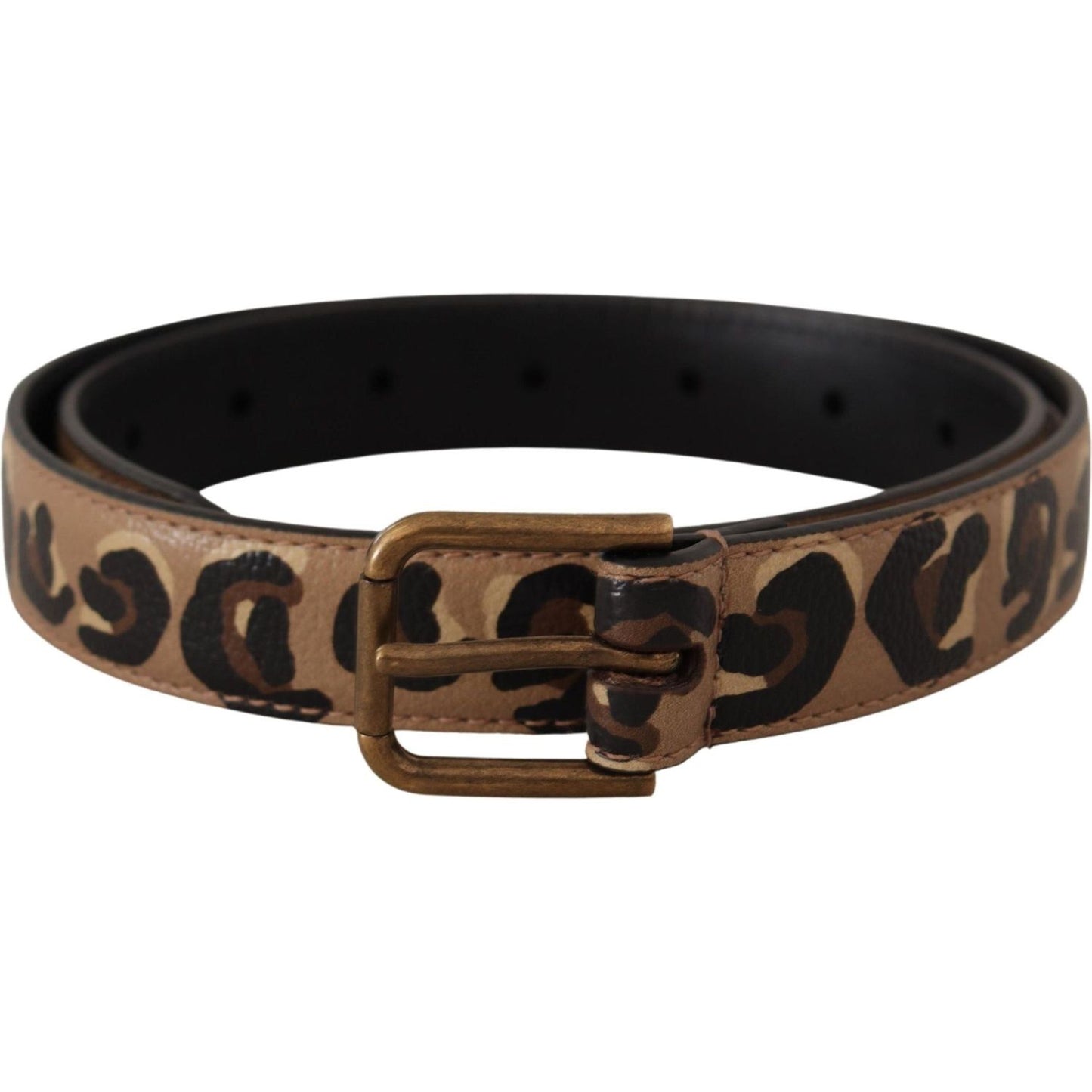 Dolce & Gabbana Elegant Leather Engraved Buckle Belt brown-leopard-print-vintage-metal-waist-buckle-belt