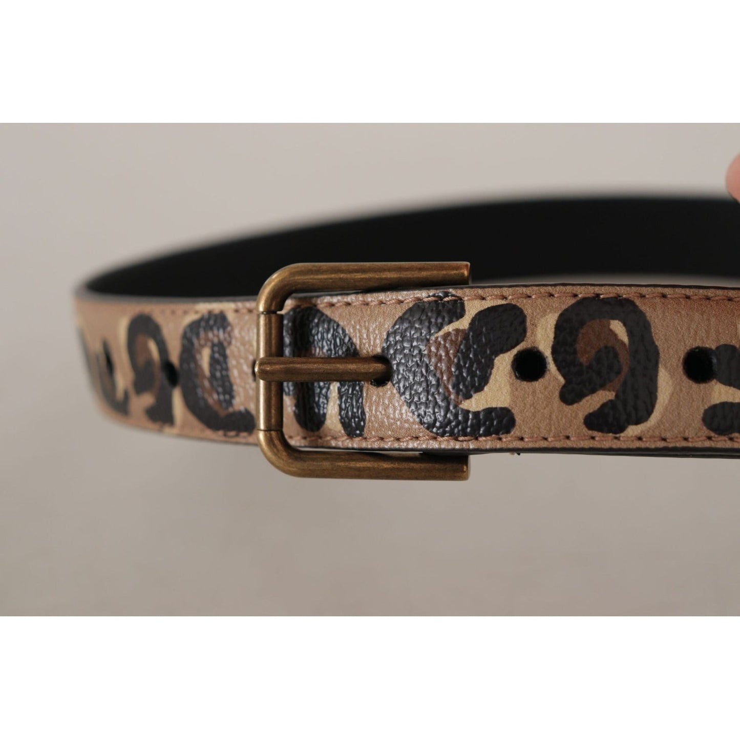 Dolce & Gabbana Elegant Leather Engraved Buckle Belt brown-leopard-print-vintage-metal-waist-buckle-belt