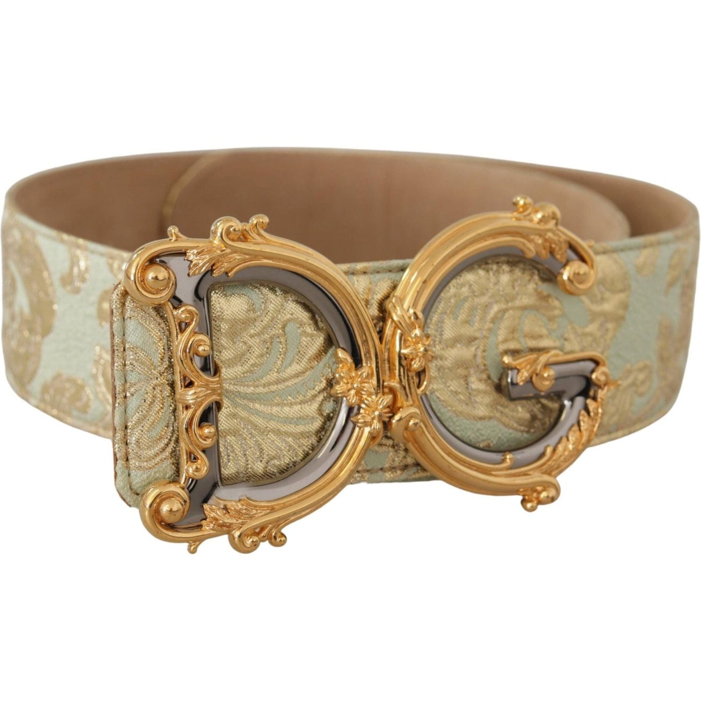 Dolce & Gabbana Engraved Buckle Leather Belt - Green & Gold green-wide-brocade-jacquard-dg-logo-gold-buckle-belt IMG_9137-2-scaled-6e4f5b66-2b8.jpg