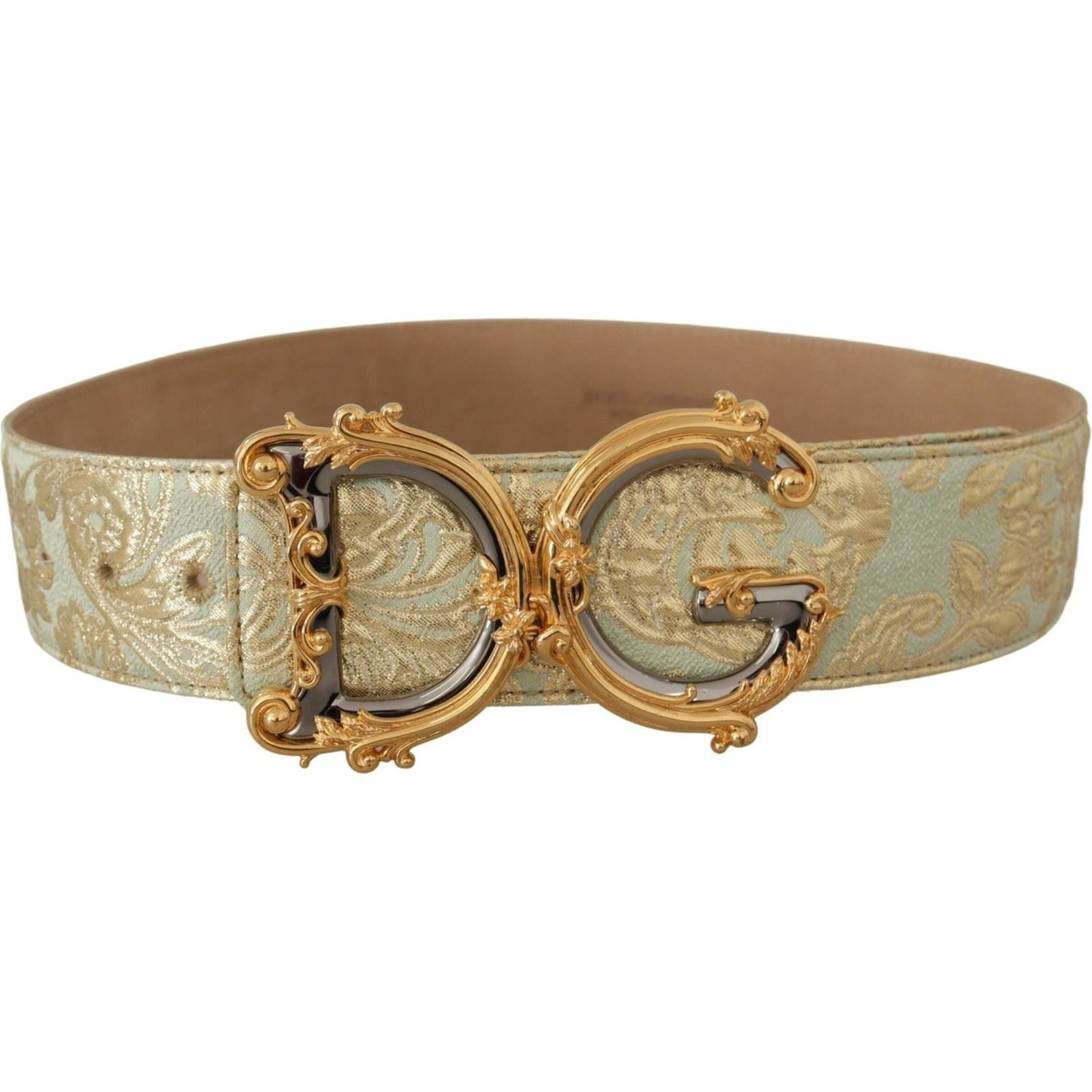 Dolce & Gabbana Engraved Buckle Leather Belt - Green & Gold green-wide-brocade-jacquard-dg-logo-gold-buckle-belt IMG_9139-1-scaled-b39b88f2-ddf.jpg
