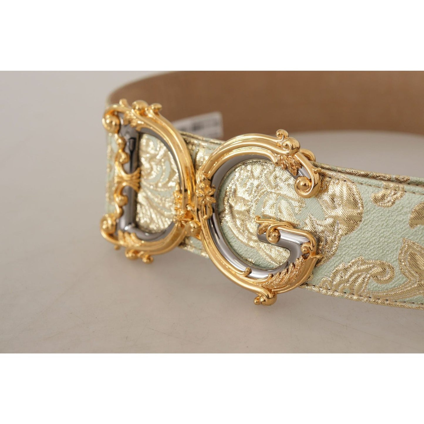 Dolce & Gabbana Engraved Buckle Leather Belt - Green & Gold green-wide-brocade-jacquard-dg-logo-gold-buckle-belt IMG_9140-1-scaled-89018713-61a.jpg