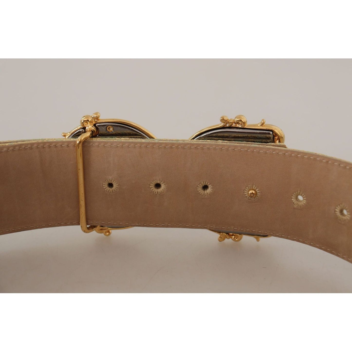 Dolce & Gabbana Engraved Buckle Leather Belt - Green & Gold green-wide-brocade-jacquard-dg-logo-gold-buckle-belt IMG_9142-1-scaled-7d136637-575.jpg