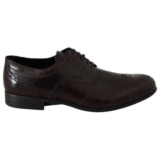 Dolce & Gabbana Elegant Brown Leather Oxford Flats brown-leather-broques-oxford-wingtip-shoes IMG_9142-scaled.jpg