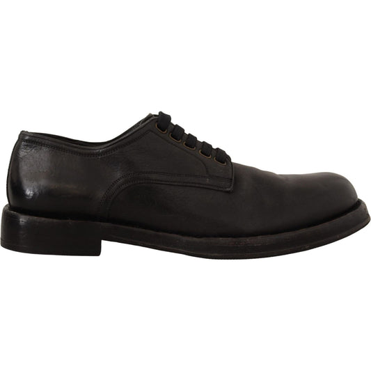 Dolce & Gabbana Elegant Black Leather Men's Dress Shoes black-leather-formal-lace-up-shoes IMG_9143-scaled-a14a8703-573.jpg