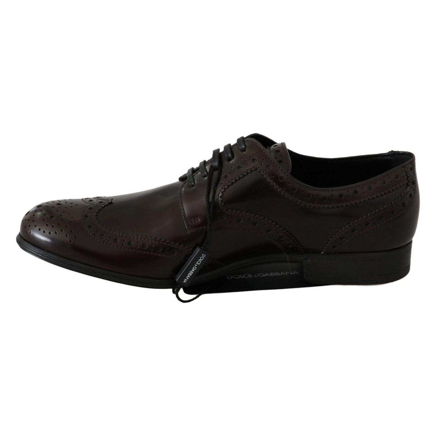 Dolce & Gabbana Elegant Brown Leather Oxford Flats brown-leather-broques-oxford-wingtip-shoes