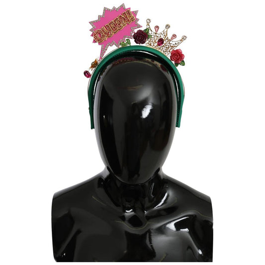 Dolce & Gabbana Stunning Silk & Brass Diadem Headband green-pink-crystal-fumetti-cartoons-diadem-headband Diadem IMG_9146-2a2df176-955.jpg