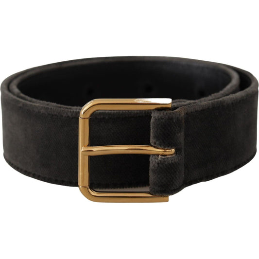 Dolce & Gabbana Elegant Velvet Belt with Engraved Buckle brown-velvet-gold-tone-logo-metal-waist-buckle-belt IMG_9147-1-f20720df-b58.jpg