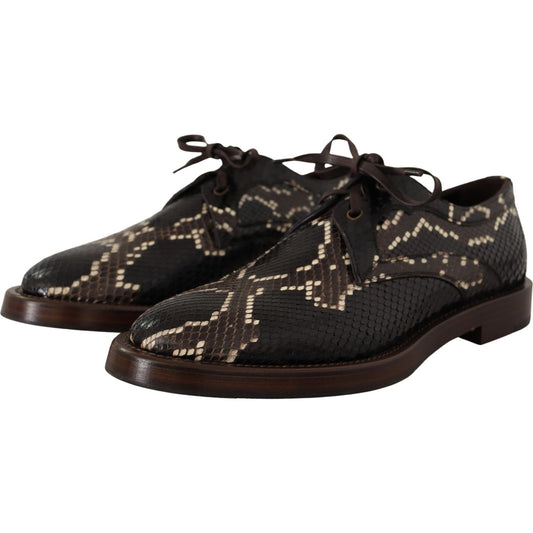 Dolce & Gabbana Elegant Formal Python Derby Shoes brown-derby-exotic-leather-men-shoes IMG_9160-scaled-1fe39414-fe3.jpg