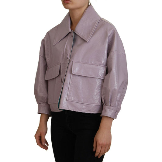 Dolce & Gabbana Chic Purple Cropped Jacket - A Style Statement purple-cotton-button-down-cropped-jacket