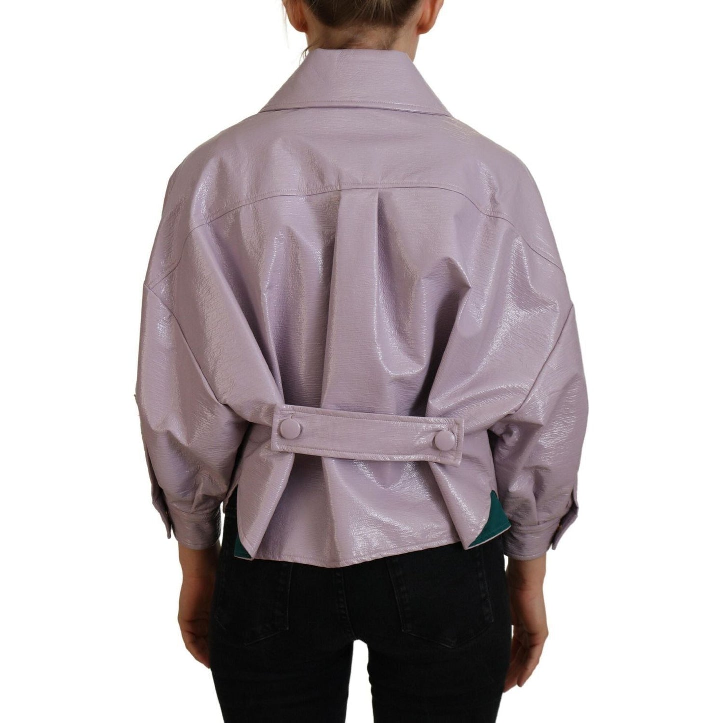 Dolce & Gabbana Chic Purple Cropped Jacket - A Style Statement purple-cotton-button-down-cropped-jacket