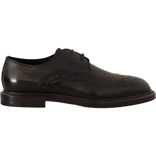 Dolce & Gabbana Elegant Black Derby Dress Shoes black-leather-dress-formal-derby-shoes IMG_9173-scaled-dabc5260-40b.jpg