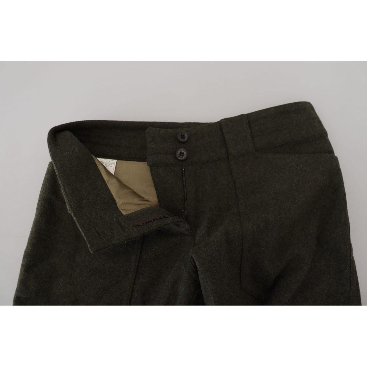 Ermanno Scervino Elegant Tapered Green Wool-Blend Pants green-lace-up-leg-women-tapered-pants