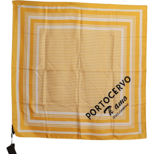 Dolce & Gabbana Elegant Striped Silk Square Scarf yellow-striped-silk-square-foulard-scarf