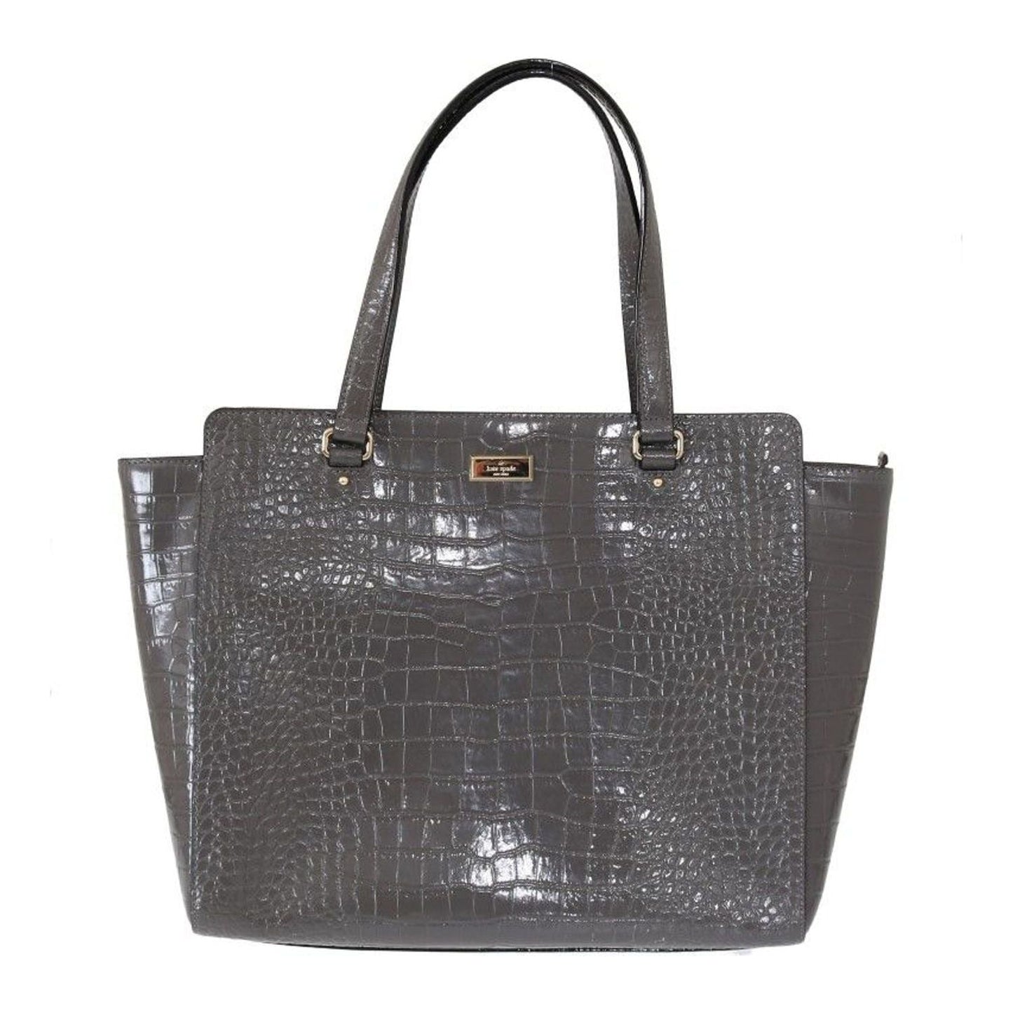 Kate Spade Chic Elissa Gray Leather Handbag WOMAN HANDBAG gray-elissa-bristol-drive-croc-hand-bag IMG_9246-Medium-d83e8c4f-cb3.jpg