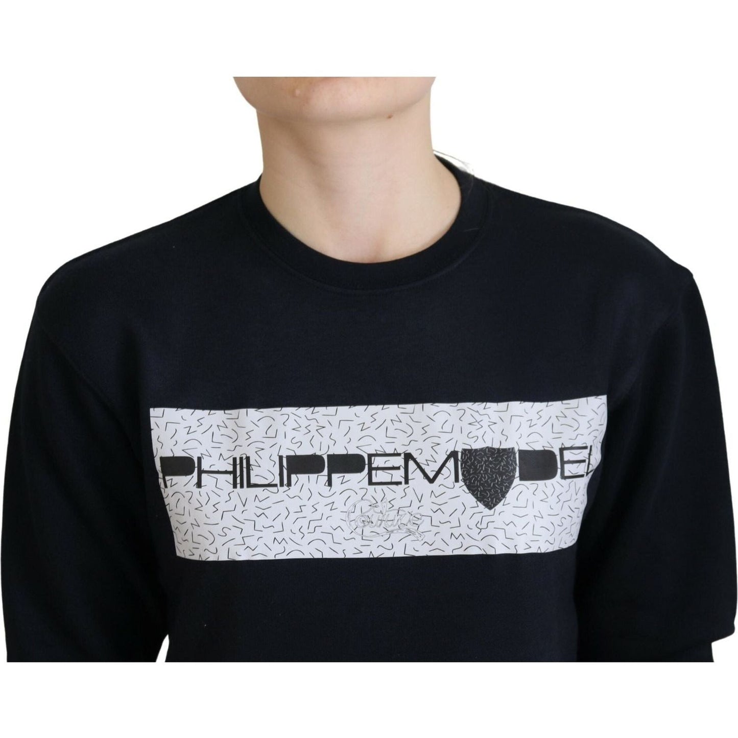 Philippe Model Chic Black Printed Cotton Sweater black-printed-long-sleeves-pullover-sweater