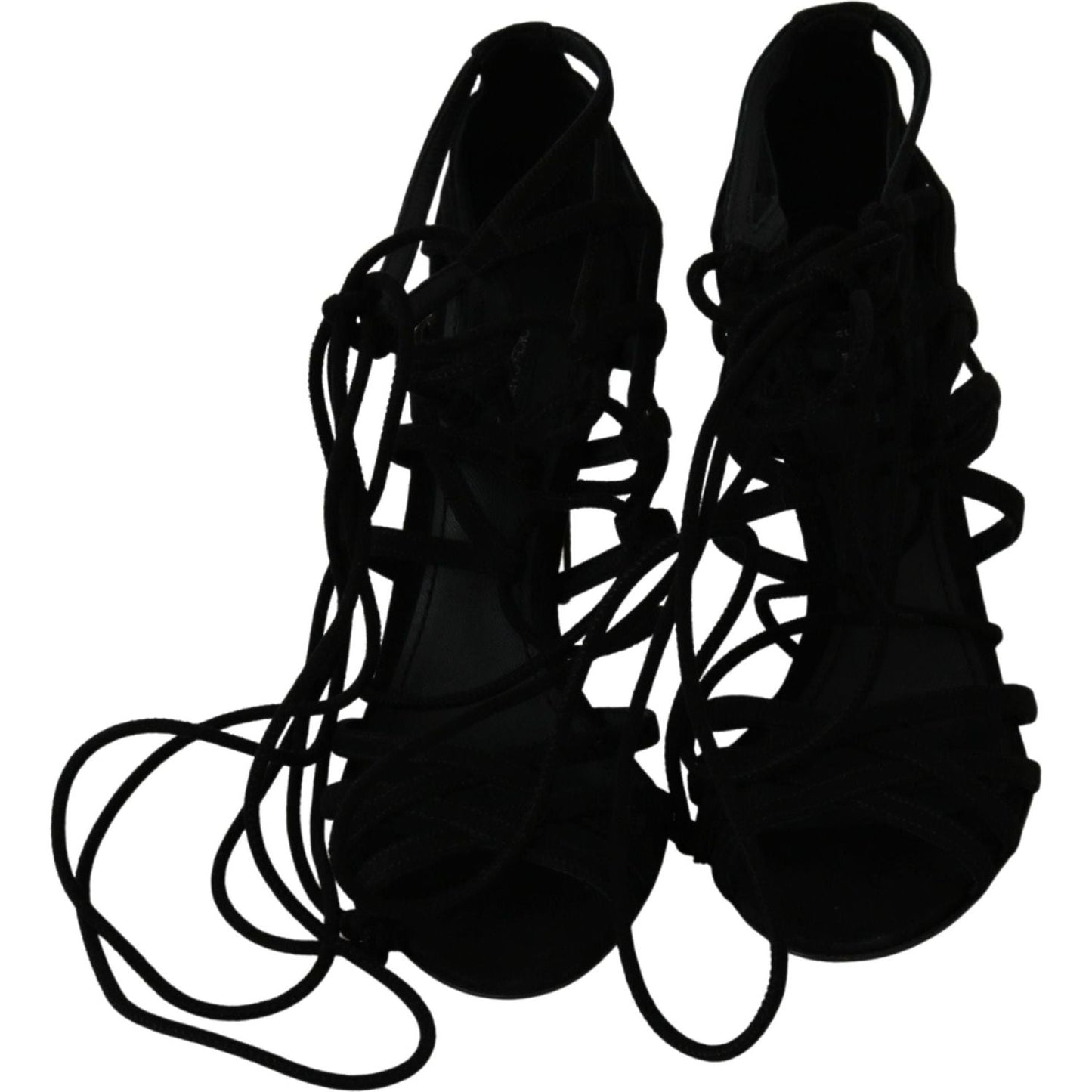 Dolce & Gabbana Elegant Black Suede Stiletto Ankle Strap Sandals black-suede-strap-stilettos-shoes-sandals Heeled Sandals IMG_9285-7da2f2ca-cce.jpg