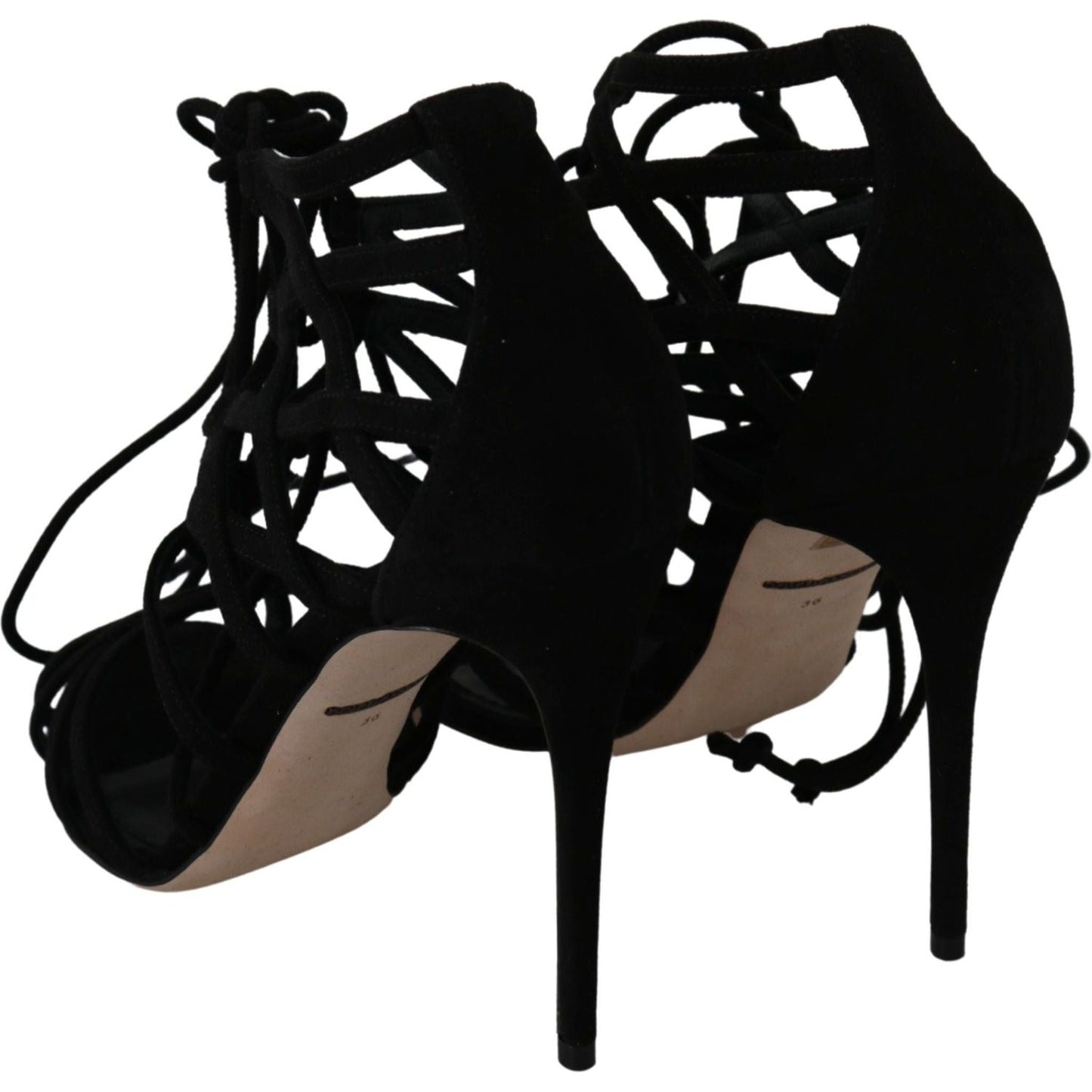 Dolce & Gabbana Elegant Black Suede Stiletto Ankle Strap Sandals black-suede-strap-stilettos-shoes-sandals Heeled Sandals IMG_9287-5f27e6b0-734.jpg