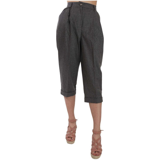 Dolce & Gabbana Elegant Gray Wool-Cashmere Pleated Trousers wool-cropped-trouser-pleated-pant