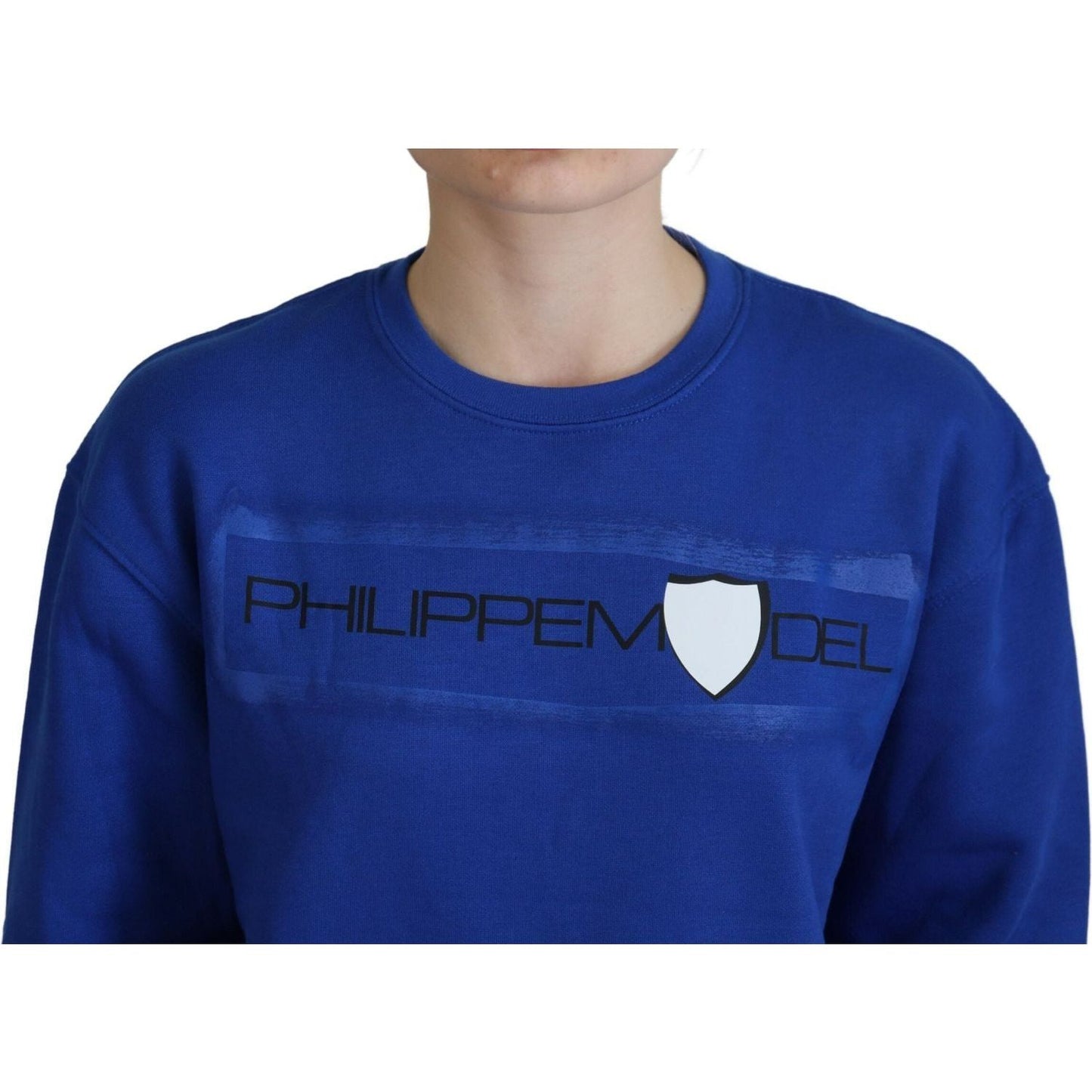 Philippe Model Chic Blue Printed Long Sleeve Pullover Sweater blue-printed-long-sleeves-pullover-sweater